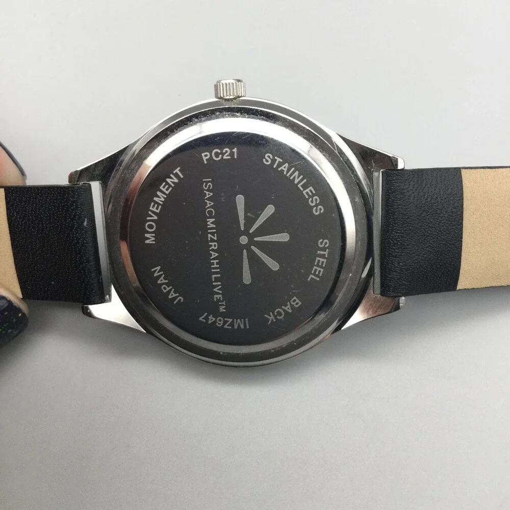 Isaac Mizrahi Live Womens Watch 36mm Black Check Dial Leather IM2647 New Battery